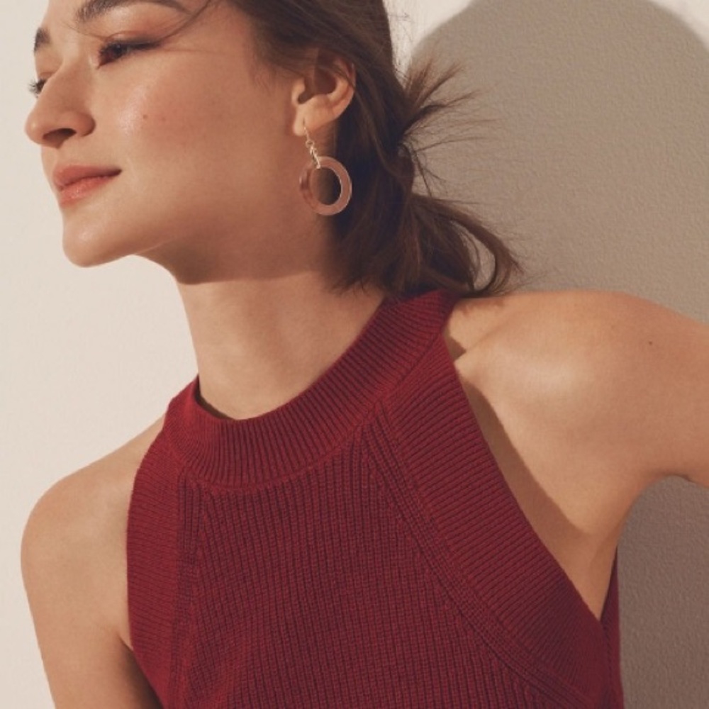 Ann Taylor Petite Sweater Halter Top Red